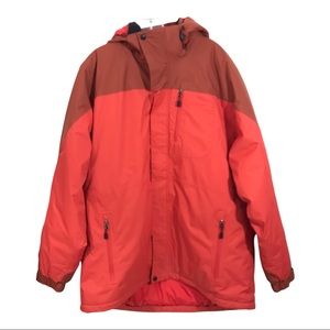 LL Bean Men’s XL Winter Ski Jacket Orange Rust Parka Anorak Zip Off Hood